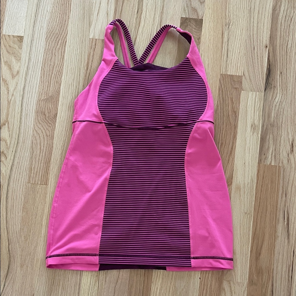 lululemon athletica Pink and Purple Striped Athletic One-Piece Tank